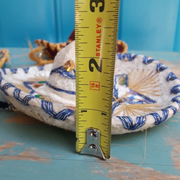 Hats 3 handmade sombreros Miniature  Mexican Hats Christmas Decorations Velvet - Picture 5 of 8